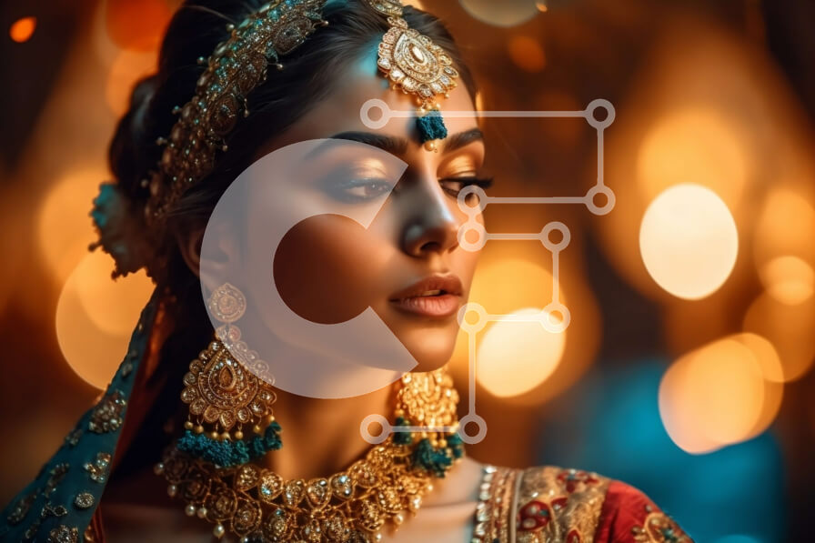 Intra Συλλεκτικό Ξύλινο Παζλ Plywood  4mm - Εκπληκτικό πορτρέτο μιας γυναίκας με παραδοσιακά ινδικά κοσμήματα και μακιγιάζ Σε Ξύλινο Κουτί - Διαστάσεις Puzzle: 10x10 cm – 25 κομμάτια