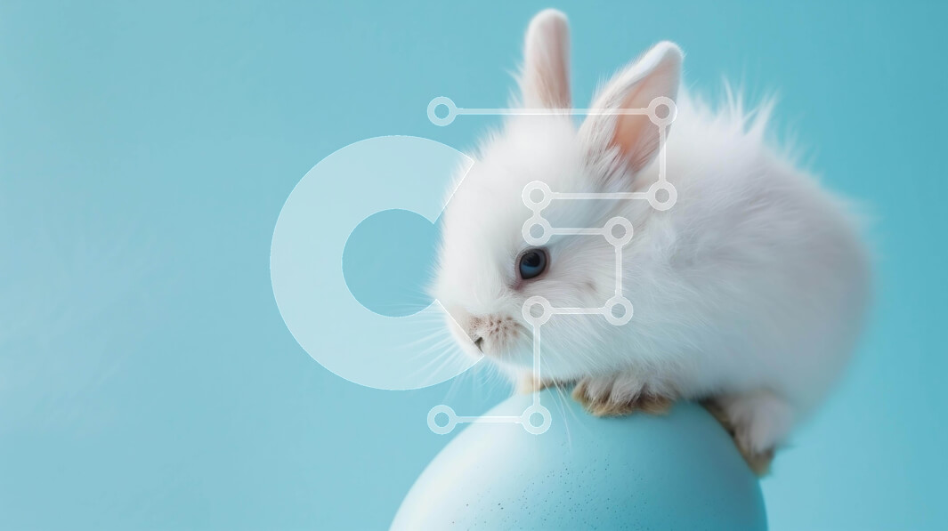 Σετ των 2 Intra Συλλεκτικό Ξύλινο Παζλ Plywood  4mm - Χαριτωμένο λευκό λαγουδάκι που κάθεται στο μπλε πασχαλινό αυγό Σε Ξύλινο Κουτί - Διαστάσεις: 10x10 cm – 25 κομμάτια