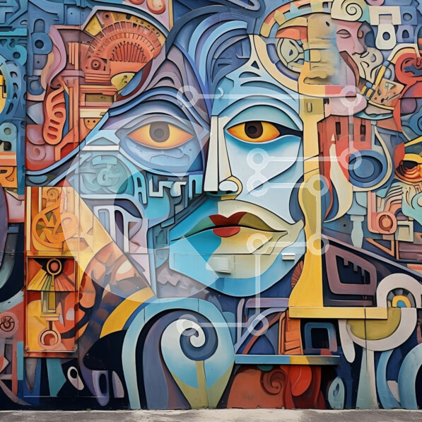 Intra Συλλεκτικό Ξύλινο Παζλ Plywood  4mm - Ζωντανή και περίπλοκη τοιχογραφία σε ένα κτίριο Σε Ξύλινο Κουτί - Διαστάσεις Puzzle: 10x10 cm – 25 κομμάτια