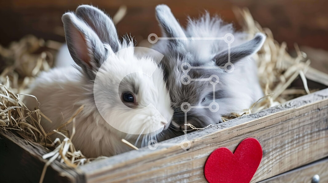 Intra Συλλεκτικό Ξύλινο Παζλ Plywood  4mm - Δύο κουνέλια στριμώχνονται  Σε Ξύλινο Κουτί στο σανό Σε Ξύλινο Κουτί - Διαστάσεις: 10x10 cm – 25 κομμάτια