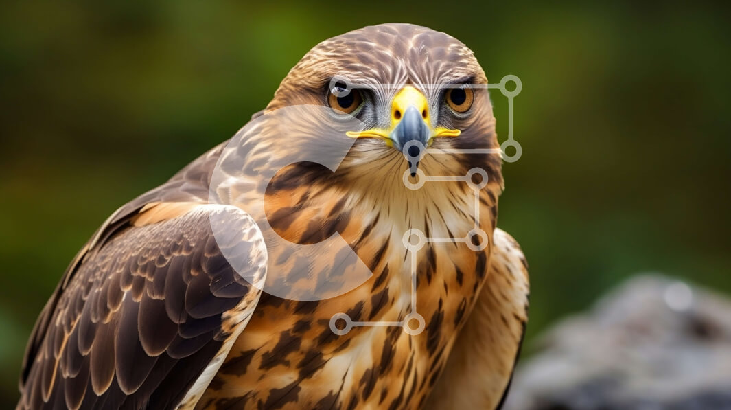 Intra Συλλεκτικό Ξύλινο Παζλ Plywood  4mm - Εκπληκτικό κοντινό πλάνο του προσώπου ενός γερακιού στη μέση της πτήσης Σε Ξύλινο Κουτί - Διαστάσεις: 10x10 cm – 25 κομμάτια