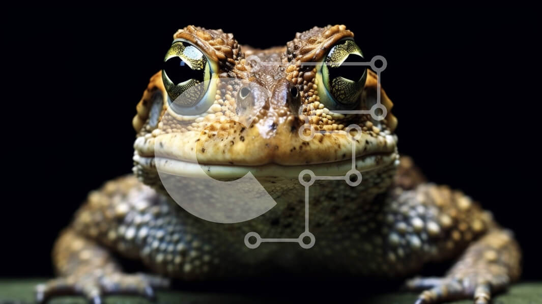 Intra Συλλεκτικό Ξύλινο Παζλ Plywood  4mm - Κοντινό πλάνο του προσώπου ενός φρύνου με μεγάλα μάτια και κολλώδη γλώσσα Σε Ξύλινο Κουτί - Διαστάσεις: 10x10 cm – 25 κομμάτια