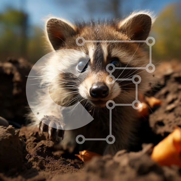 Intra Συλλεκτικό Ξύλινο Παζλ Plywood  4mm - Αξιολάτρευτο ρακούν που κρυφοκοιτάζει από την τρύπα στο έδαφος Σε Ξύλινο Κουτί - Διαστάσεις: 10x10 cm – 25 κομμάτια