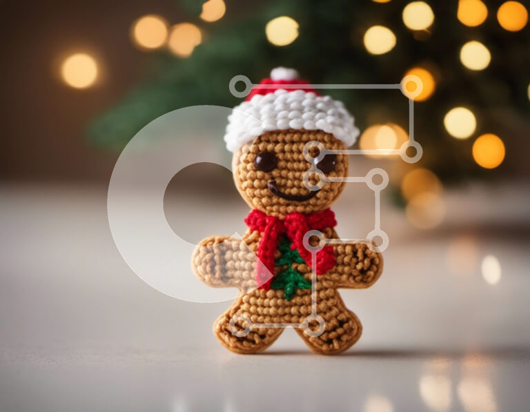 Intra Συλλεκτικό Ξύλινο Παζλ Plywood  4mm - Κροσέ μελόψωμο άνδρας με χριστουγεννιάτικο δέντρο Σε Ξύλινο Κουτί - Διαστάσεις: 10x10 cm – 25 κομμάτια