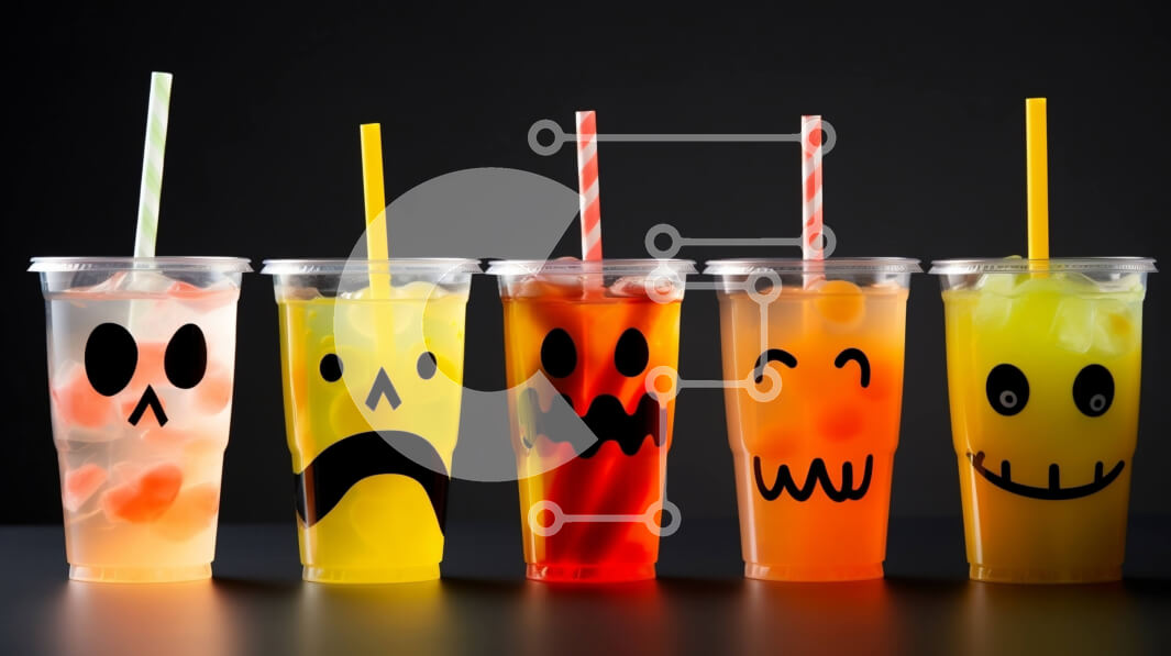 Σετ των 2 Intra Συλλεκτικό Ξύλινο Παζλ Plywood  4mm - Ομάδα πλαστικών ποτηριών με διαφορετικές εκφράσεις προσώπου και καραμέλα Σε Ξύλινο Κουτί - Διαστάσεις: 10x10 cm – 25 κομμάτια