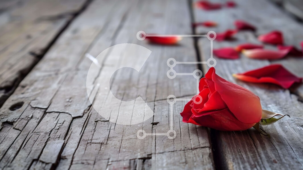 Intra Συλλεκτικό Ξύλινο Παζλ Plywood  4mm - Όμορφο κόκκινο τριαντάφυλλο σε vintage ξύλινο τραπέζι Σε Ξύλινο Κουτί - Διαστάσεις: 10x10 cm – 25 κομμάτια