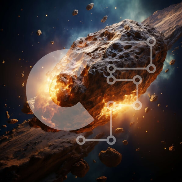 Intra Συλλεκτικό Ξύλινο Παζλ Plywood  4mm - Εκπληκτική εικόνα ενός αστεροειδούς σε πορεία σύγκρουσης με έναν πλανήτη Σε Ξύλινο Κουτί - Διαστάσεις Puzzle: 10x10 cm – 25 κομμάτια