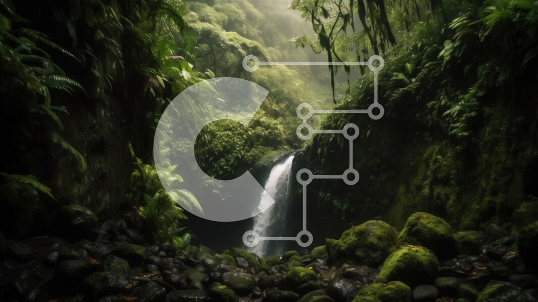 Intra Συλλεκτικό Ξύλινο Παζλ Plywood  4mm - Όμορφη εικόνα ενός καταρράκτη σε μια καταπράσινη ζούγκλα Σε Ξύλινο Κουτί - Διαστάσεις: 10x10 cm – 25 κομμάτια