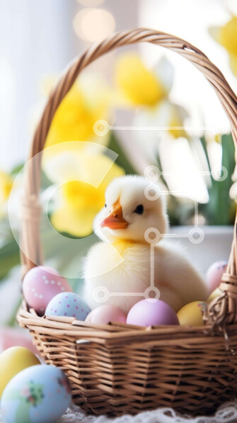 Intra Συλλεκτικό Ξύλινο Παζλ Plywood  4mm - Πασχαλινή πάπια με αυγά και λουλούδια Σε Ξύλινο Κουτί - Διαστάσεις: 10x10 cm – 25 κομμάτια