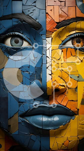 Intra Συλλεκτικό Ξύλινο Παζλ Plywood  4mm - Πολύχρωμο μωσαϊκό μοτίβο στο χαμογελαστό πρόσωπο Σε Ξύλινο Κουτί - Διαστάσεις Puzzle: 10x10 cm – 25 κομμάτια