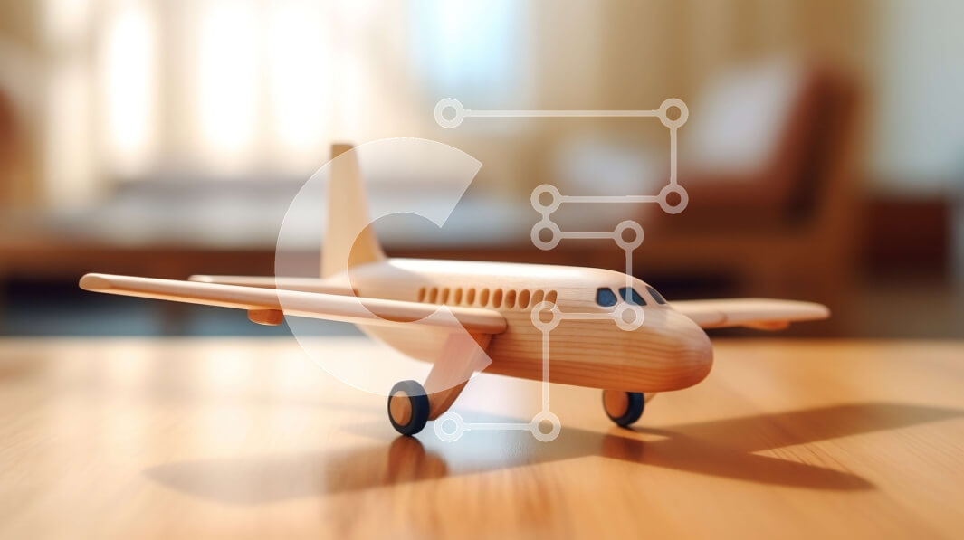 Intra Συλλεκτικό Ξύλινο Παζλ Plywood  4mm - Ξύλινο αεροπλάνο στο τραπέζι με θέα στο σαλόνι Σε Ξύλινο Κουτί - Διαστάσεις: 10x10 cm – 25 κομμάτια