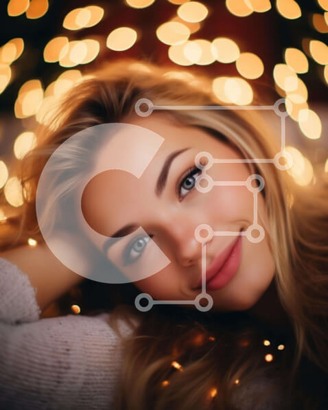 Intra Συλλεκτικό Ξύλινο Παζλ Plywood  4mm - Ξανθιά γυναίκα που ποζάρει μπροστά από τα φώτα Σε Ξύλινο Κουτί - Διαστάσεις Puzzle: 10x10 cm – 25 κομμάτια