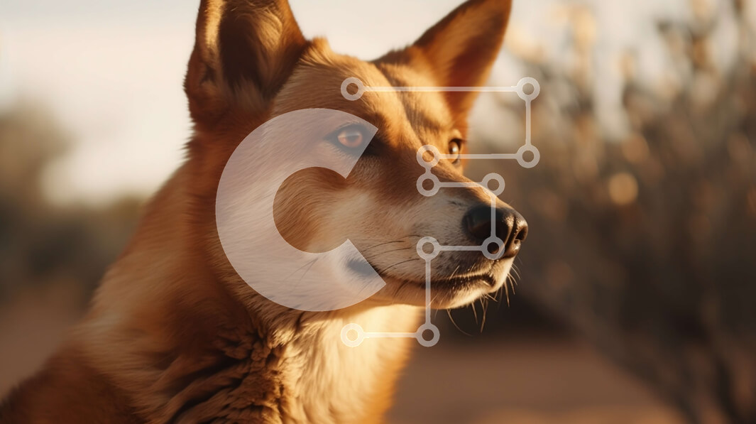 Intra Συλλεκτικό Ξύλινο Παζλ Plywood  4mm - Καφέ σκυλί σε μια έρημο με θάμνους Σε Ξύλινο Κουτί - Διαστάσεις: 10x10 cm – 25 κομμάτια