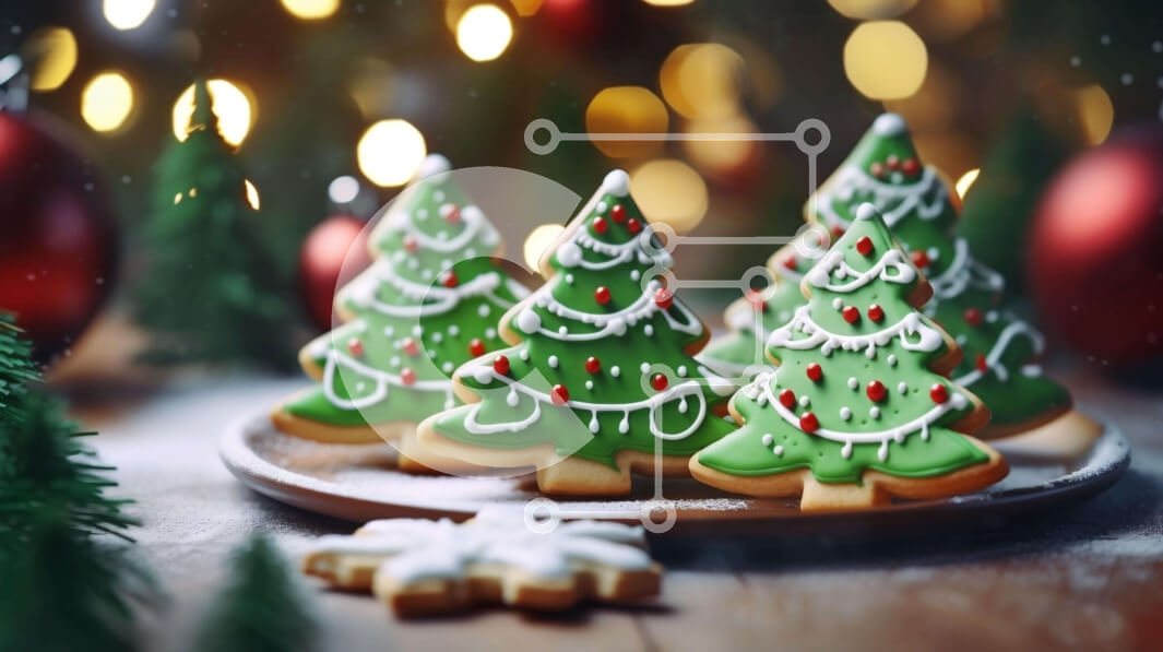 Σετ των 2 Intra Συλλεκτικό Ξύλινο Παζλ Plywood  4mm - Μπισκότα Χριστουγεννιάτικου Δέντρου σε νιφάδες χιονιού Σε Ξύλινο Κουτί - Διαστάσεις: 10x10 cm – 25 κομμάτια