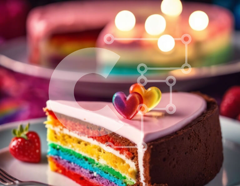 Σετ των 2 Intra Συλλεκτικό Ξύλινο Παζλ Plywood  4mm - Φέτες κέικ στο χρώμα του ουράνιου τόξου σε πιάτα με κεριά Σε Ξύλινο Κουτί - Διαστάσεις: 10x10 cm – 25 κομμάτια