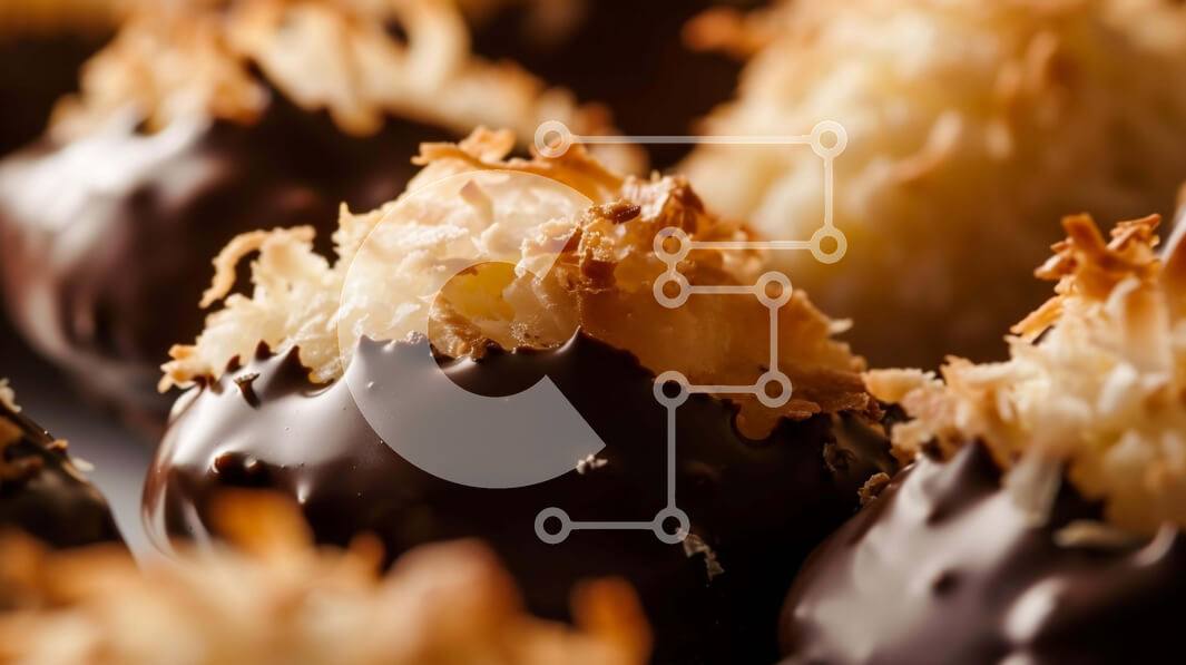 Σετ των 2 Intra Συλλεκτικό Ξύλινο Παζλ Plywood  4mm - Κοντινό πλάνο από φρέσκες μπάλες καρύδας καλυμμένες με σοκολάτα Σε Ξύλινο Κουτί - Διαστάσεις: 10x10 cm – 25 κομμάτια