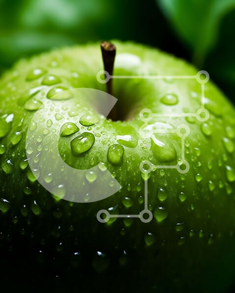 Σετ των 2 Intra Συλλεκτικό Ξύλινο Παζλ Plywood  4mm - Φρέσκο ​​πράσινο μήλο με σταγονίδια νερού - Φωτογραφία Αρχείου Σε Ξύλινο Κουτί - Διαστάσεις: 10x10 cm – 25 κομμάτια