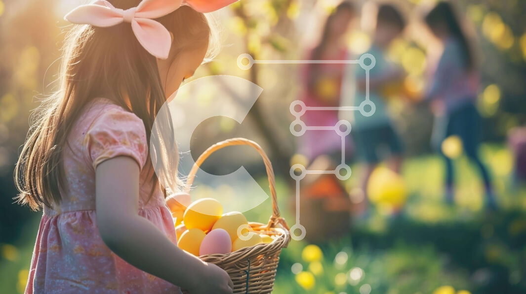 Intra Συλλεκτικό Ξύλινο Παζλ Plywood  4mm - Νεαρό κορίτσι με το Πασχαλινό καλάθι και τα αυγά στο γρασίδι Σε Ξύλινο Κουτί - Διαστάσεις: 10x10 cm – 25 κομμάτια