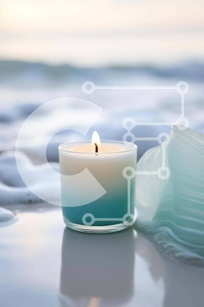 Σετ των 2 Intra Συλλεκτικό Ξύλινο Παζλ Plywood  4mm - Γαλανόλευκο κερί στην παραλία Σε Ξύλινο Κουτί - Διαστάσεις: 10x10 cm – 25 κομμάτια