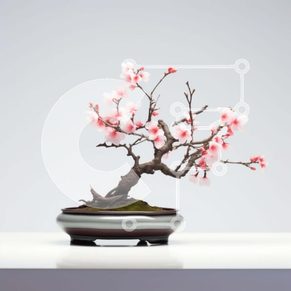 Intra Συλλεκτικό Ξύλινο Παζλ Plywood  4mm - Ροζ δέντρο μπονσάι στο τραπέζι Σε Ξύλινο Κουτί - Διαστάσεις: 10x10 cm – 25 κομμάτια