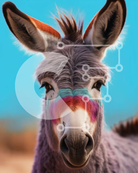 Σετ των 2 Intra Συλλεκτικό Ξύλινο Παζλ Plywood  4mm - Πολύχρωμο ζωγραφισμένο γάιδαρο με περίεργη έκφραση Σε Ξύλινο Κουτί - Διαστάσεις: 10x10 cm – 25 κομμάτια