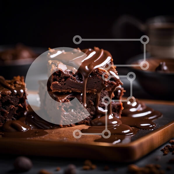 Σετ των 2 Intra Συλλεκτικό Ξύλινο Παζλ Plywood  4mm - Καταπληκτική εικόνα ενός μπράουνι σοκολάτας με σάλτσα σοκολάτας Σε Ξύλινο Κουτί - Διαστάσεις: 10x10 cm – 25 κομμάτια