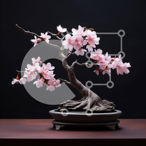 Intra Συλλεκτικό Ξύλινο Παζλ Plywood  4mm - Δέντρο μπονσάι με ροζ άνθη σε μια κομψά σχεδιασμένη γλάστρα Σε Ξύλινο Κουτί - Διαστάσεις: 10x10 cm – 25 κομμάτια