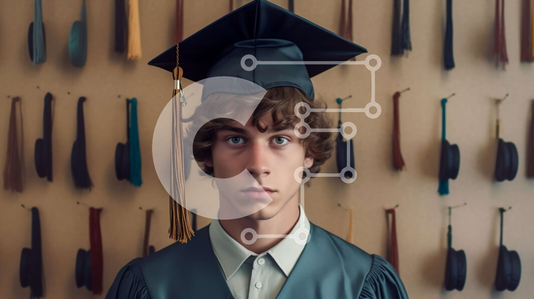 Intra Συλλεκτικό Ξύλινο Παζλ Plywood  4mm - Εικόνα αποφοίτησης ενός νεαρού άνδρα με καπέλο και φόρεμα Σε Ξύλινο Κουτί - Διαστάσεις Puzzle: 10x10 cm – 25 κομμάτια