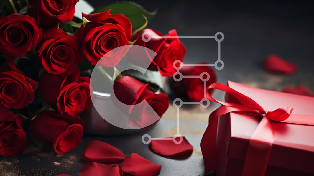 Intra Συλλεκτικό Ξύλινο Παζλ Plywood  4mm - Μπουκέτο με κόκκινα τριαντάφυλλα και κουτί δώρου για ειδικές περιστάσεις Σε Ξύλινο Κουτί - Διαστάσεις: 10x10 cm – 25 κομμάτια