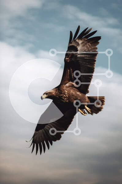 Σετ των 2 Intra Συλλεκτικό Ξύλινο Παζλ Plywood  4mm - Θαυμάσιος καφέ αετός που πετά ψηλά στον ουρανό Σε Ξύλινο Κουτί - Διαστάσεις: 10x10 cm – 25 κομμάτια