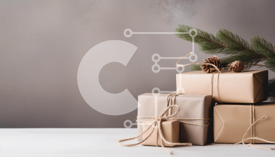 Intra Συλλεκτικό Ξύλινο Παζλ Plywood  4mm - Στοίβα κουτιά δώρων με κλαδί πεύκου και κουκουνάρια Σε Ξύλινο Κουτί - Διαστάσεις: 10x10 cm – 25 κομμάτια