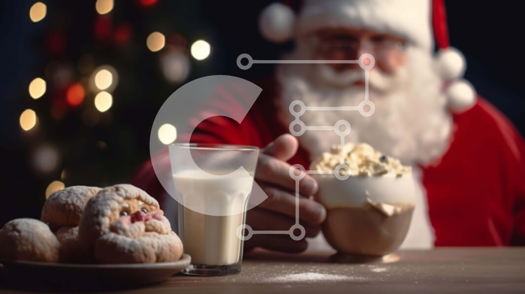 Intra Συλλεκτικό Ξύλινο Παζλ Plywood  4mm - Άγιος Βασίλης με γάλα, λουκουμάδες και μπισκότα Σε Ξύλινο Κουτί - Διαστάσεις: 10x10 cm – 25 κομμάτια