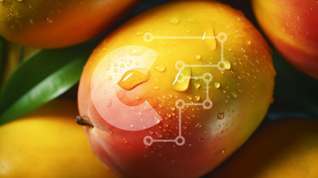 Σετ των 2 Intra Συλλεκτικό Ξύλινο Παζλ Plywood  4mm - Κοντινό πλάνο από φρέσκα ώριμα μάνγκο σε μαύρο φόντο Σε Ξύλινο Κουτί - Διαστάσεις: 10x10 cm – 25 κομμάτια