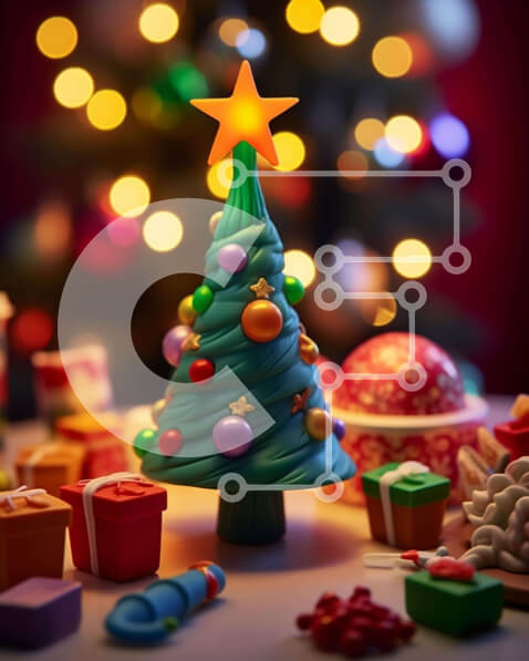 Intra Συλλεκτικό Ξύλινο Παζλ Plywood  4mm - Παιχνίδι Χριστουγεννιάτικο δέντρο με στολίδια και δώρα Σε Ξύλινο Κουτί - Διαστάσεις: 10x10 cm – 25 κομμάτια