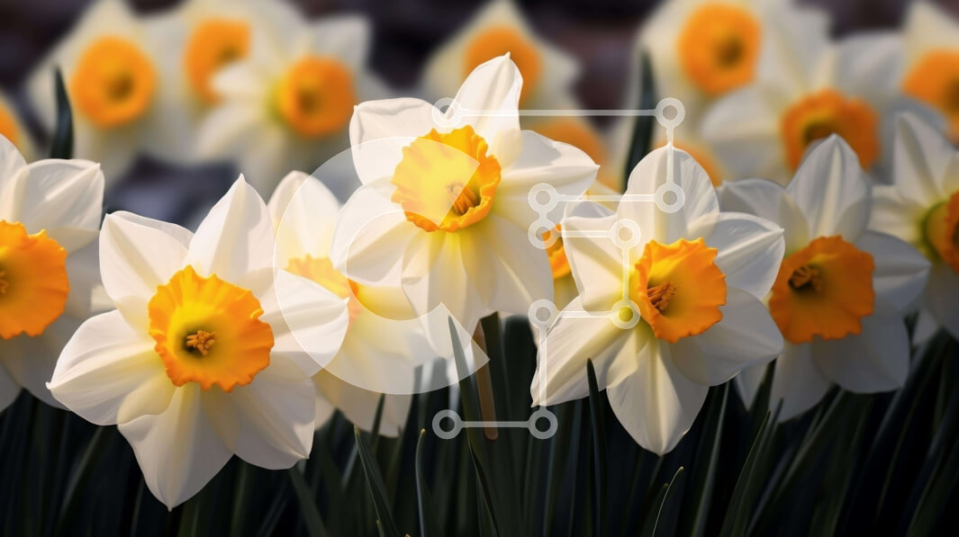 Intra Συλλεκτικό Ξύλινο Παζλ Plywood  4mm - Ανθισμένοι Νάρκισσοι στο Spring Field Σε Ξύλινο Κουτί - Διαστάσεις: 10x10 cm – 25 κομμάτια