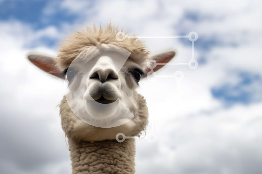 Σετ των 2 Intra Συλλεκτικό Ξύλινο Παζλ Plywood  4mm - Περίεργη αλπακά που στέκεται μπροστά από τον συννεφιασμένο ουρανό Σε Ξύλινο Κουτί - Διαστάσεις: 10x10 cm – 25 κομμάτια