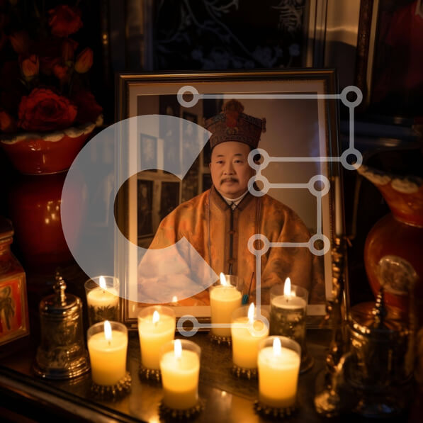 Intra Συλλεκτικό Ξύλινο Παζλ Plywood  4mm - Πορτρέτο ασιατικού άνδρα που περιβάλλεται από κεριά Σε Ξύλινο Κουτί - Διαστάσεις Puzzle: 10x10 cm – 25 κομμάτια