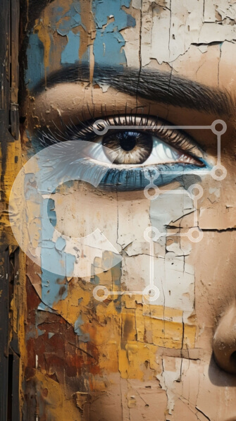 Intra Συλλεκτικό Ξύλινο Παζλ Plywood  4mm - Cracked Paint Beauty: Γυναίκα με μπλε σκιά ματιών Σε Ξύλινο Κουτί - Διαστάσεις Puzzle: 10x10 cm – 25 κομμάτια