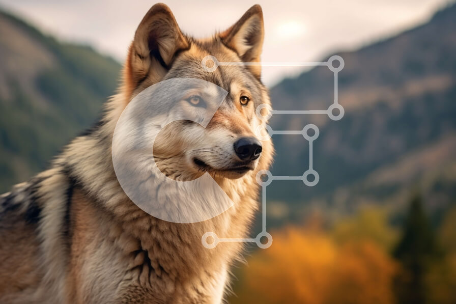 Σετ των 2 Intra Συλλεκτικό Ξύλινο Παζλ Plywood  4mm - Εκπληκτική εικόνα ενός γκρίζου λύκου σε ένα ορεινό τοπίο Σε Ξύλινο Κουτί - Διαστάσεις: 10x10 cm – 25 κομμάτια