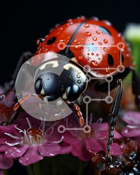 Intra Συλλεκτικό Ξύλινο Παζλ Plywood  4mm - Εκπληκτική μακρο λήψη μιας πασχαλίτσας σε ένα ροζ λουλούδι με σταγονίδια νερού Σε Ξύλινο Κουτί - Διαστάσεις: 10x10 cm – 25 κομμάτια