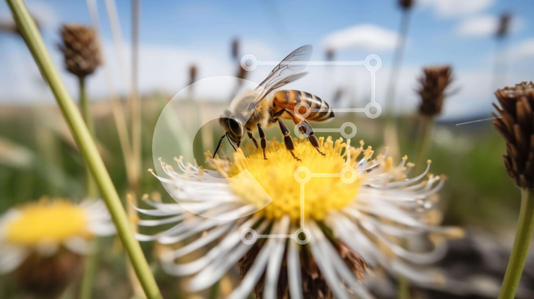 Intra Συλλεκτικό Ξύλινο Παζλ Plywood  4mm - Μέλισσα στο κίτρινο λουλούδι Σε Ξύλινο Κουτί - Διαστάσεις: 10x10 cm – 25 κομμάτια