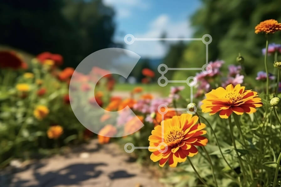 Intra Συλλεκτικό Ξύλινο Παζλ Plywood  4mm - Όμορφη εικόνα ενός χωραφιού με πολύχρωμα λουλούδια μια ηλιόλουστη μέρα Σε Ξύλινο Κουτί - Διαστάσεις: 10x10 cm – 25 κομμάτια