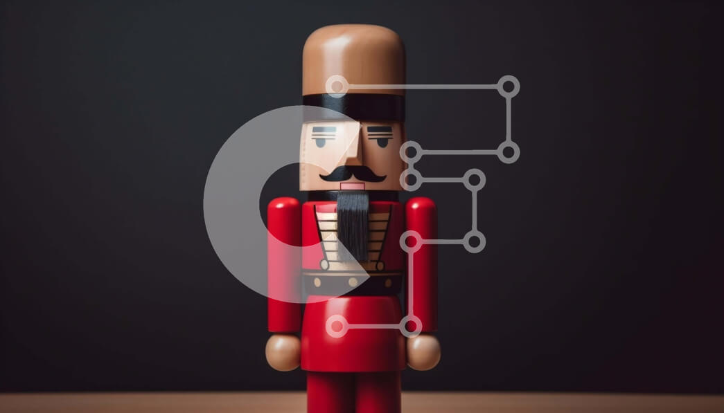 Intra Συλλεκτικό Ξύλινο Παζλ Plywood  4mm - Ξύλινη φιγούρα Καρυοθραύστη σε Κόκκινο και Μαύρο Ενδυμασία με Μουστάκι και Σκούρα Μαλλιά Σε Ξύλινο Κουτί - Διαστάσεις Puzzle: 10x10 cm – 25 κομμάτια