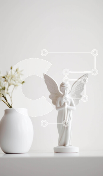 Intra Συλλεκτικό Ξύλινο Παζλ Plywood  4mm - Άγαλμα Λευκού Αγγέλου με βάζο και φυτά σε γλάστρες Σε Ξύλινο Κουτί - Διαστάσεις Puzzle: 10x10 cm – 25 κομμάτια