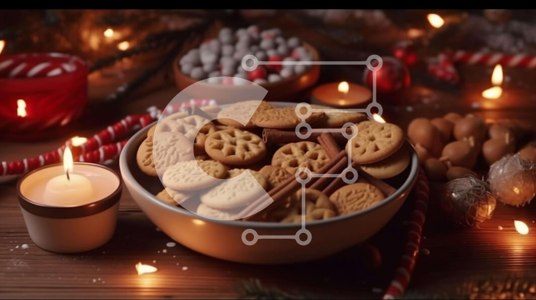 Σετ των 2 Intra Συλλεκτικό Ξύλινο Παζλ Plywood  4mm - Γιορτινό μπολ γεμάτο με μπισκότα και κεριά Σε Ξύλινο Κουτί - Διαστάσεις: 10x10 cm – 25 κομμάτια