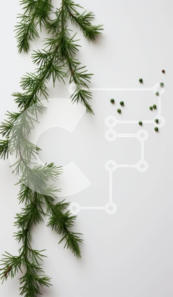 Σετ των 2 Intra Συλλεκτικό Ξύλινο Παζλ Plywood  4mm - Κλαδί πεύκου με πράσινες βελόνες σε λευκό φόντο Σε Ξύλινο Κουτί - Διαστάσεις: 10x10 cm – 25 κομμάτια