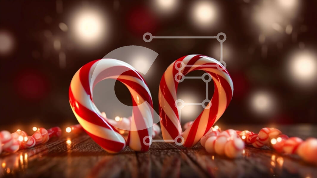 Intra Συλλεκτικό Ξύλινο Παζλ Plywood  4mm - Κόκκινα και λευκά ζαχαρωτά καλάμια σε ξύλινο τραπέζι Σε Ξύλινο Κουτί - Διαστάσεις: 10x10 cm – 25 κομμάτια