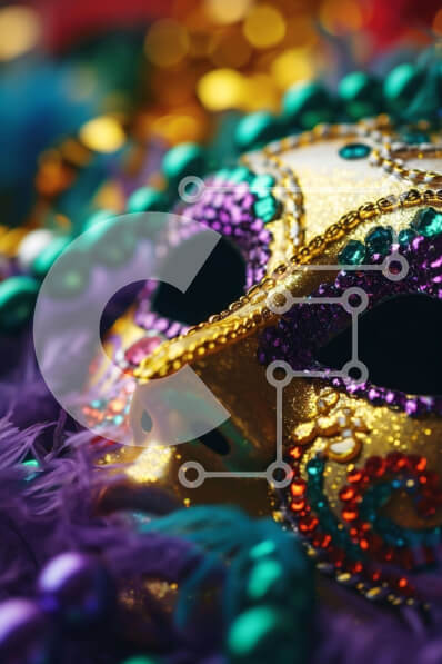 Intra Συλλεκτικό Ξύλινο Παζλ Plywood  4mm - Πολύχρωμη μάσκα Mardi Gras με φτερά και χάντρες Σε Ξύλινο Κουτί - Διαστάσεις: 10x10 cm – 25 κομμάτια