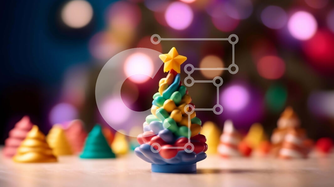 Intra Συλλεκτικό Ξύλινο Παζλ Plywood  4mm - Πολύχρωμο χριστουγεννιάτικο δέντρο από πήλινα ειδώλια Σε Ξύλινο Κουτί - Διαστάσεις: 10x10 cm – 25 κομμάτια