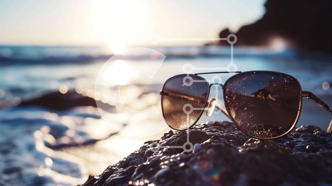 Intra Συλλεκτικό Ξύλινο Παζλ Plywood  4mm - Γυαλιά ηλίου στο Rocks by the Ocean Σε Ξύλινο Κουτί - Διαστάσεις: 10x10 cm – 25 κομμάτια